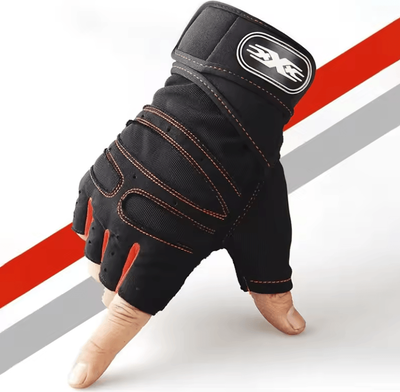 Inspire Curations PowerGrip Pro Gym Gloves Shockproof Weight Lifting Gloves With Wrist Support red A l