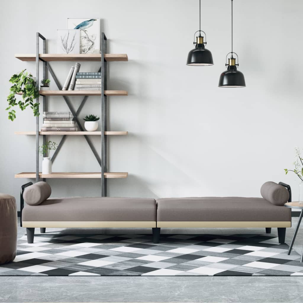 vidaXL Canapé-lit avec accoudoirs taupe tissu