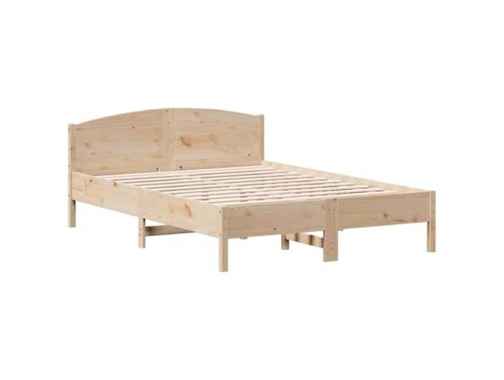KTHLBRH Bettgestell ohne Matratze 160 x 200 cm aus massivem Kiefernholz Lattenrost aus Sperrholz, Kopfteil mit Rückenunterstützung, Abmessungen 205,5 x 165,5 x 74,5 cm, Montage erforderlich