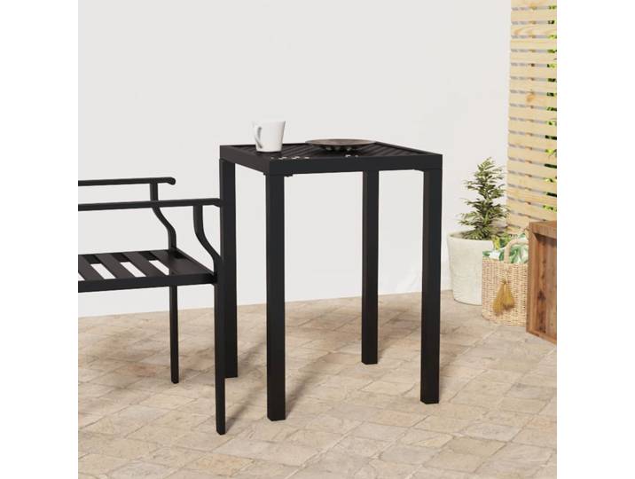 Table de jardin anthracite 50x50x72 cm en acier, table de patio extérieure, table de pique-nique, décoration de mobilier d'extérieur