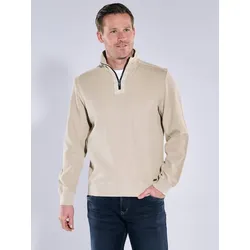 engbers Herren Sweatshirt mit Stehkragen Beige regular gestreift Zipper - XXL