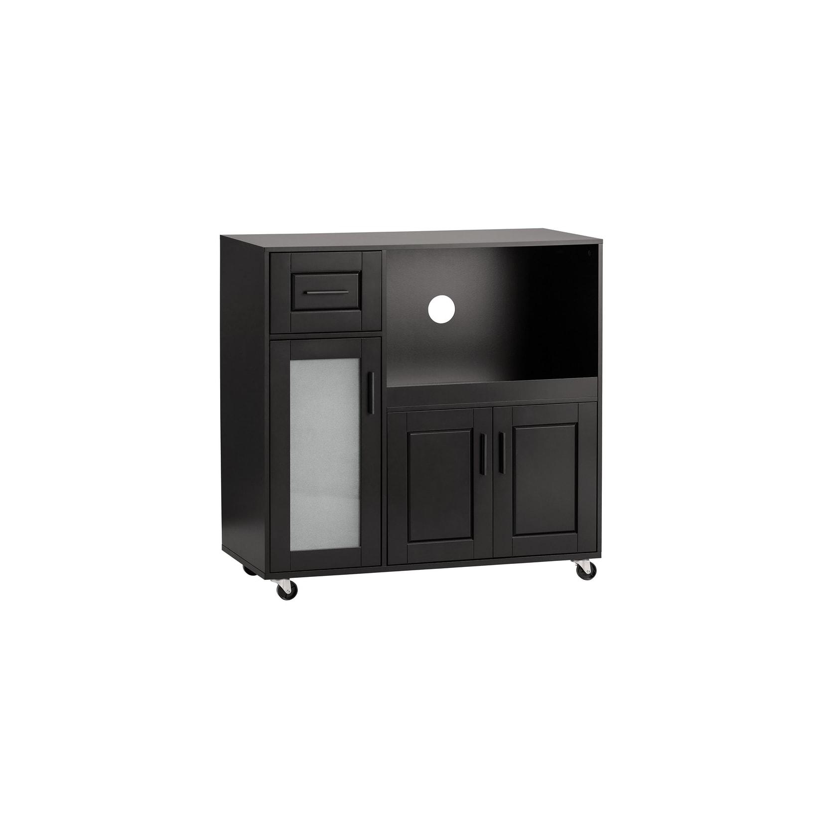 SoBuy Kücheninsel mit 1 Schublade Schwarz Modern