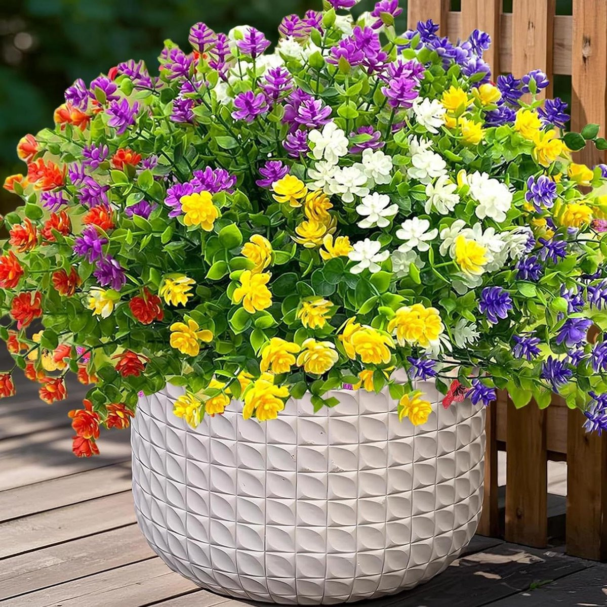 Set van 10 meerkleurige UV-bestendige kunstbloemen bundels voor buiten decoratie