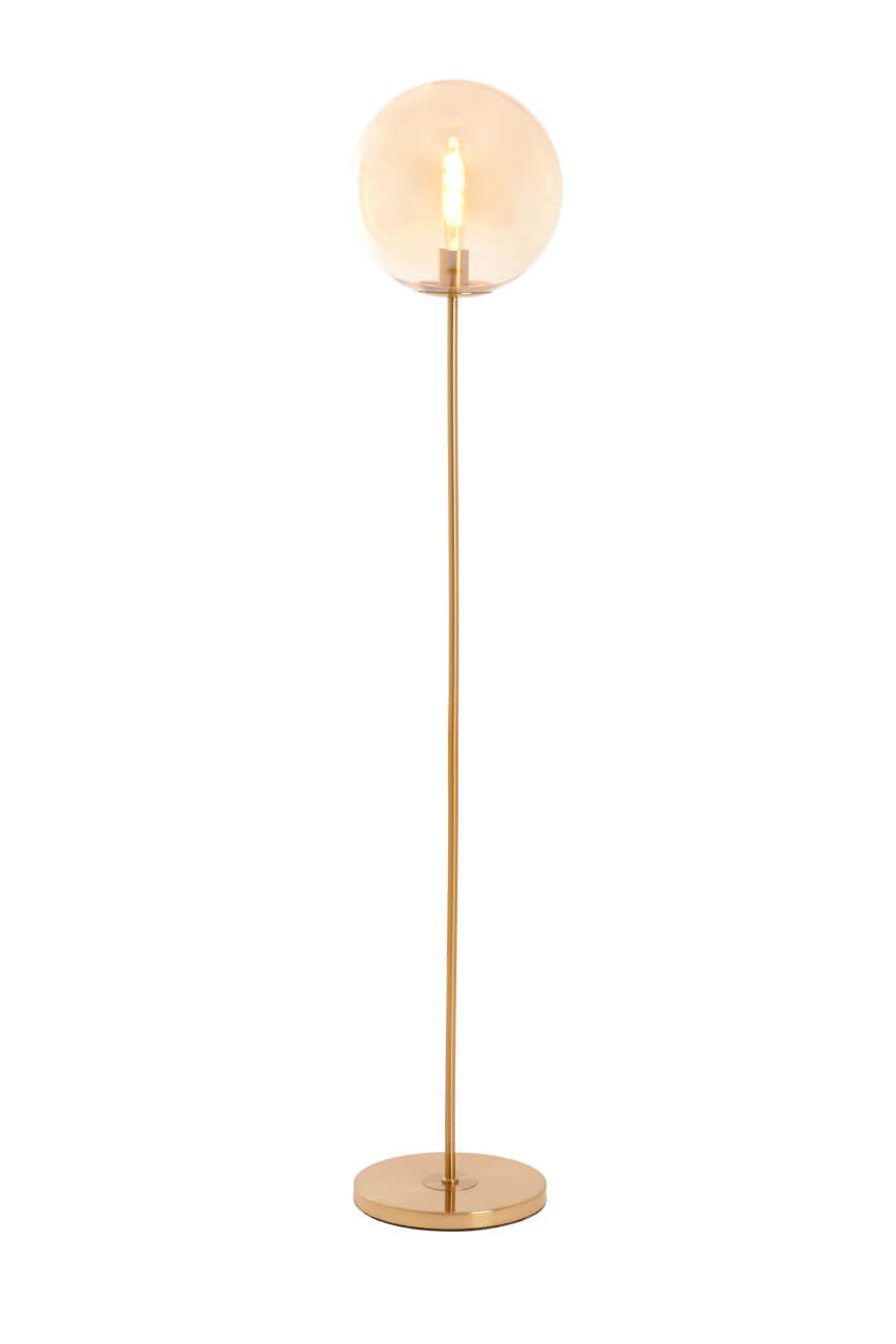 Light & Living Medina Gouden Vloerlamp met Amber Glas