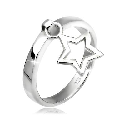 Silberring ELLI "Ring Bandring Stapelring Stern Anhänger 925 Silber" Gr. 56, silber, Fingerringe, Damen, 56, Silber 925 (Sterlingsilber), Silberring