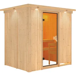 Karibu Sauna Fanja -230 Volt-Ohne Ofen-Inkl. Dachkranz