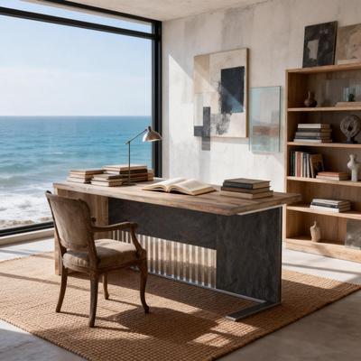 WESOME Modern Executive Office Desk Computer Bussiness Desk with Cable Management