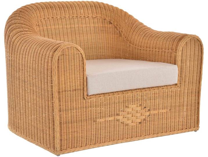 Krines Home Relaxsessel Rattansessel Breiter Wohnzimmer Sessel aus echtem Rattan Thronsessel, Bequem