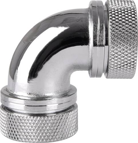 Thermaltake Pacific G1/4 PETG Tube 90-Degree Dual Compression 16mm OD - Chrome Wasserkühlung-Winkelverbinder