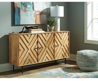 "Signature Design by Ashley Cadewick Brown/Beige Accent Cabinet - 58""W x 16""D x 32""H"