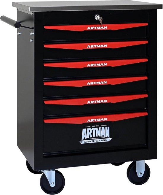 Werkstattwagen mit Schubladen - Mobile Werkstatt - Stabile Konstruktion - 56x34x78 cm - Schwarz Rot