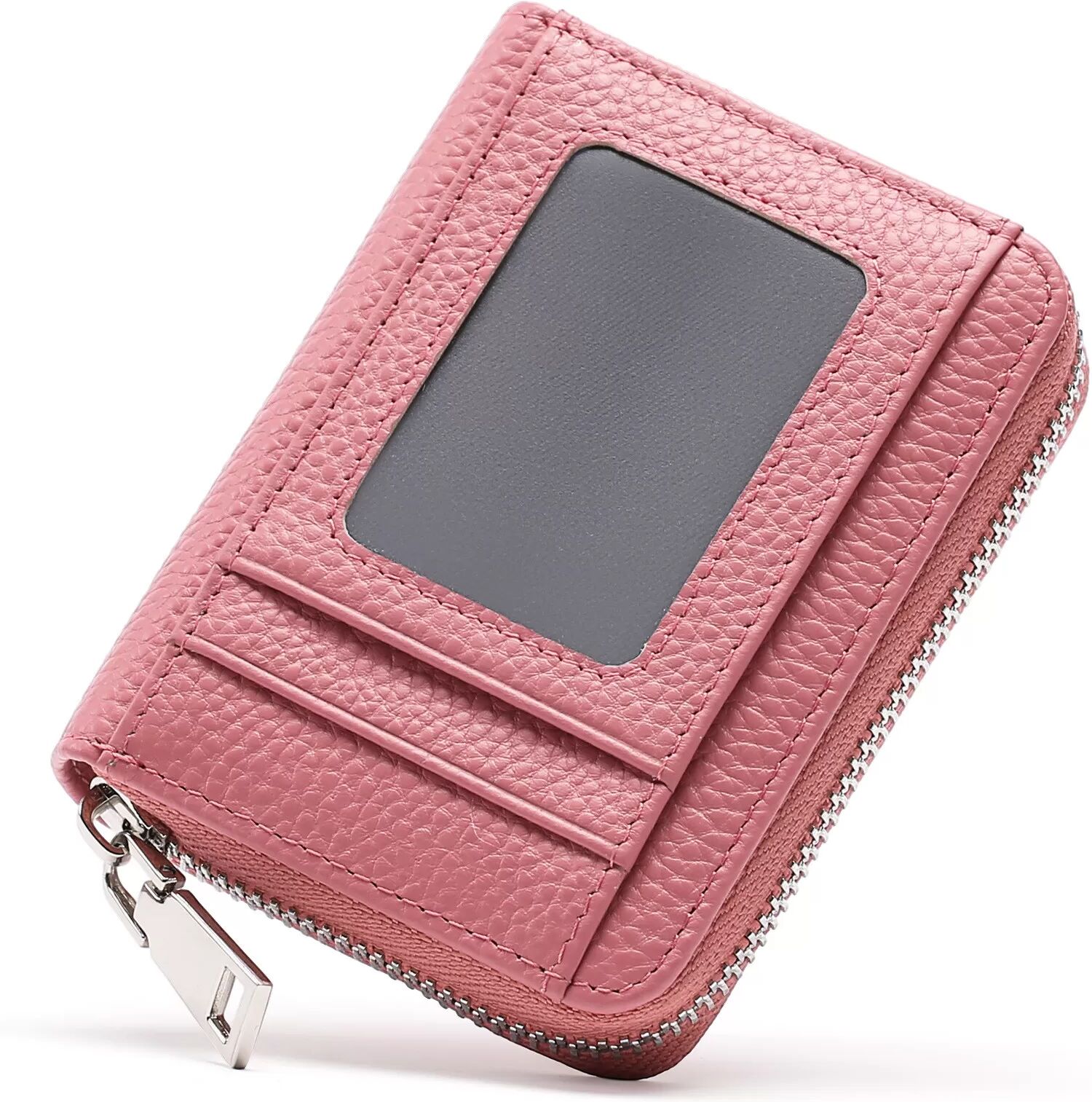 INF Porte-cartes en cuir bloquant RFID avec design en accordéon Rose
