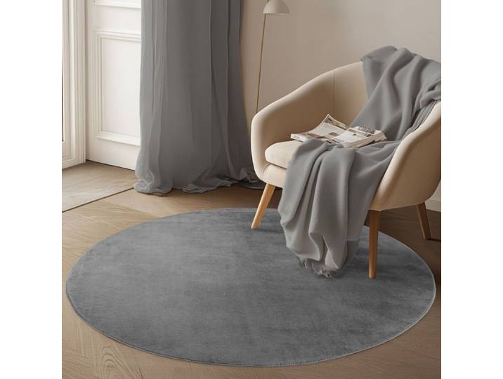 Carpetsale24 Tapis Rond Gris 160 cm Lavable Rond Antidérapant et Doux tapis uni Salon et Chambre
