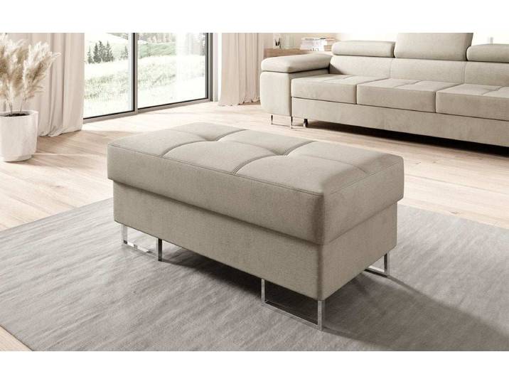 Beistellhocker Jess mit Stauraum - Beige - Samt - Luxusbetten24