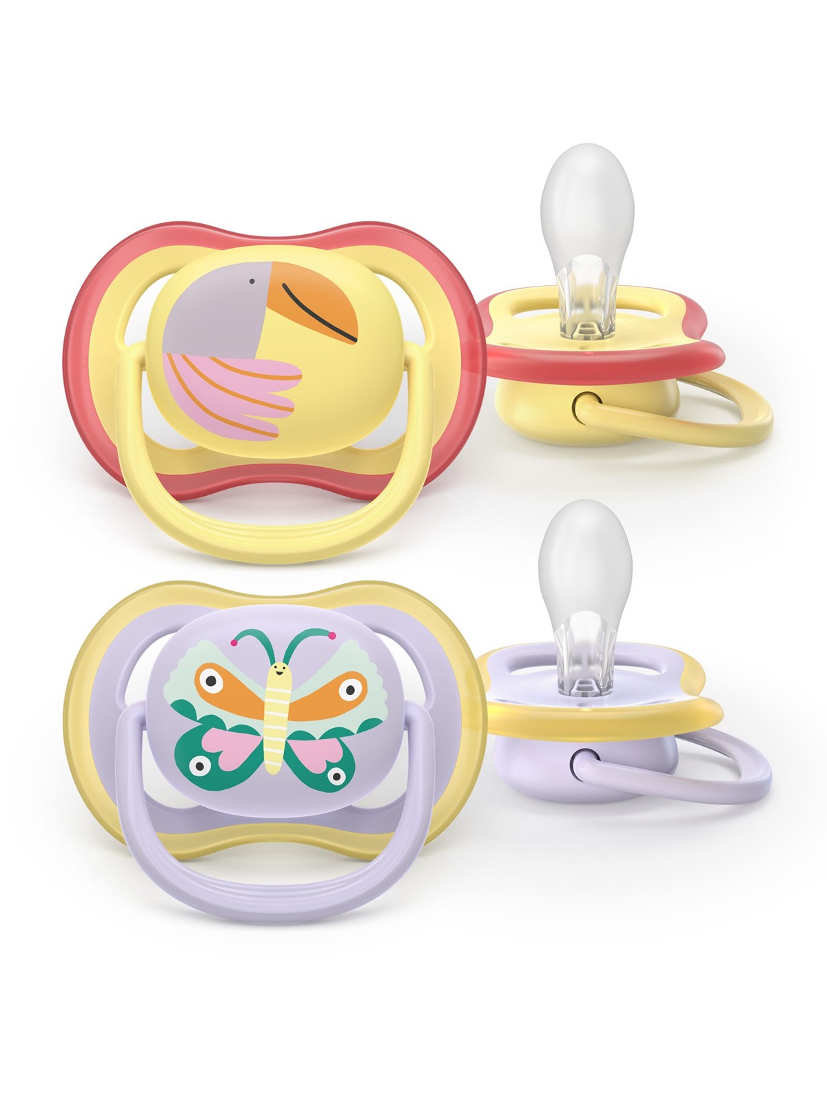 Philips Avent Pacifier ultra air 2 pack 0-6 mdr. gul/pink