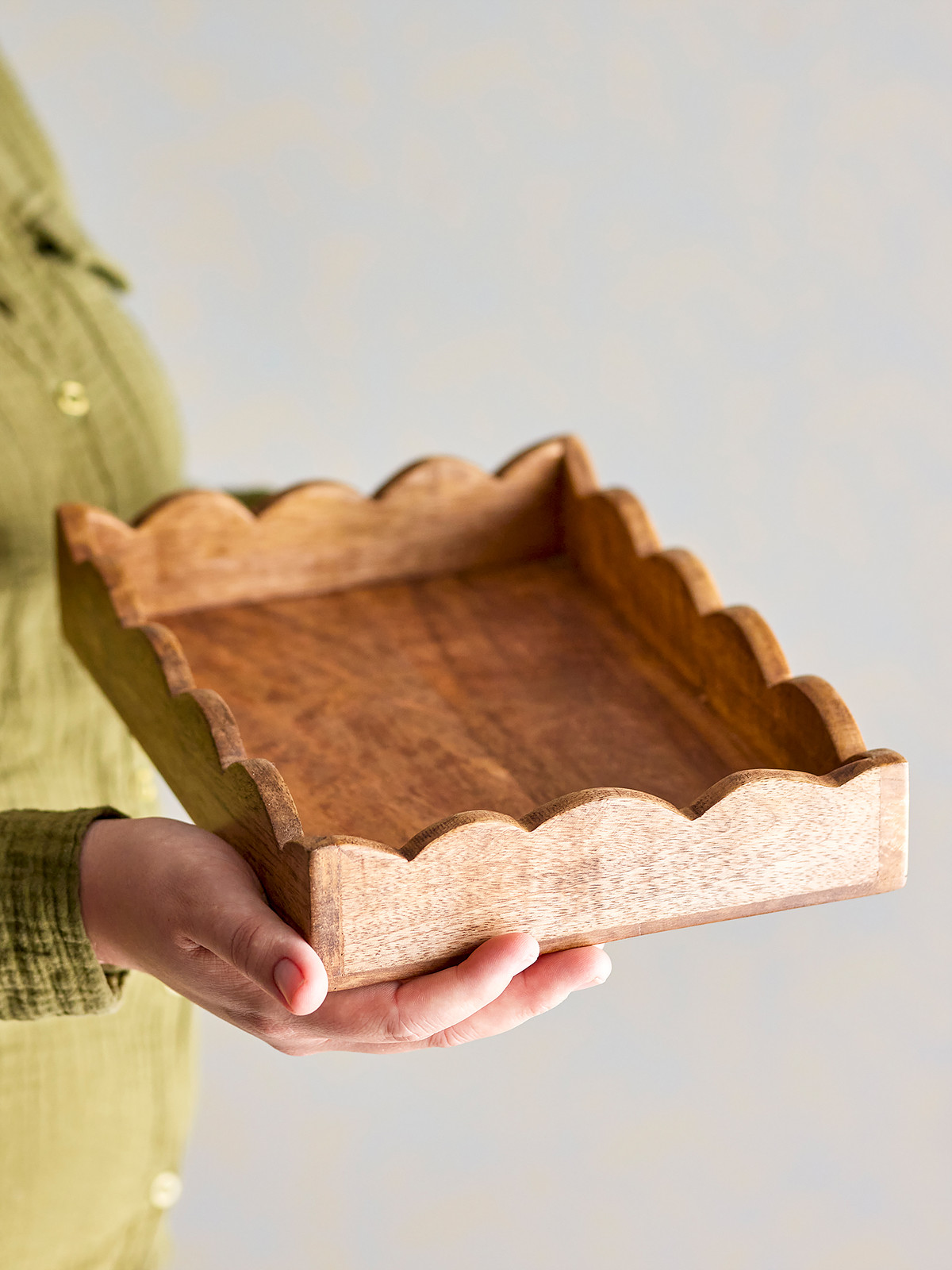 home24 Serveerblad Namira beige hout B: 19 cm, D: 30 cm, H: 5 cm