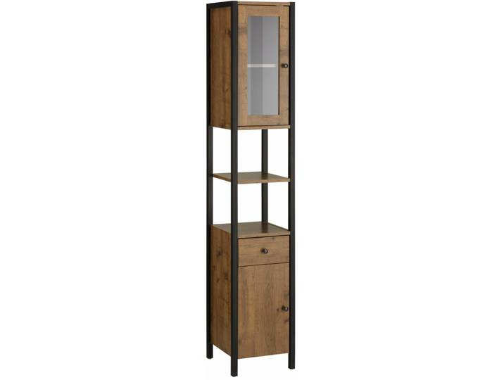 Meuble colonne de salle de bain 2 portes 1 tiroir effet bois