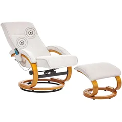MASSAGESTUHL mit Fußstütze Stoff Hellbeige Hero