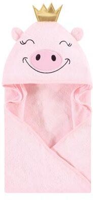 Hudson Baby Infant Girl Cotton Animal Face Hooded Towel, Pig, One Size - Pig - One Size