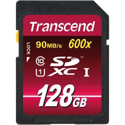 Transcend SDXC Ultimate 600x (128 GB, SDXC, U1, UHS-I), Speicherkarte, Blau