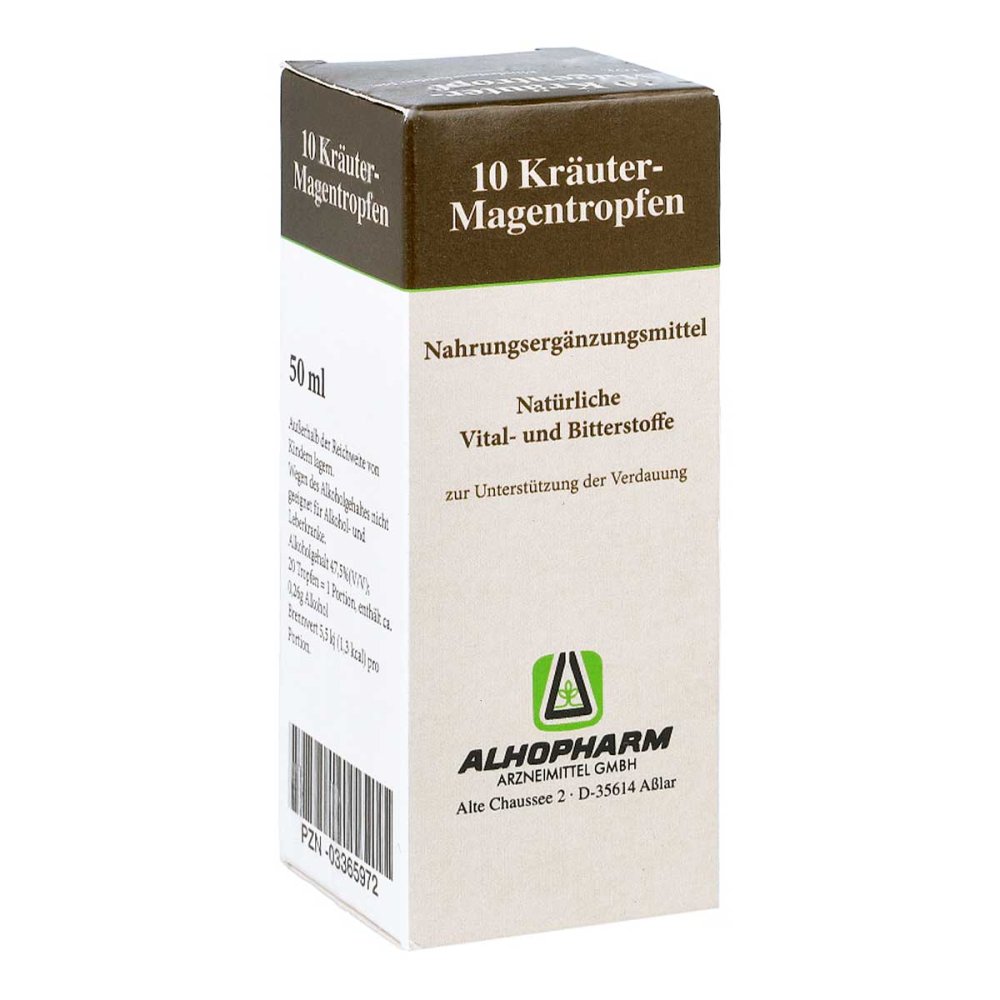 Alhopharm Arzneimittel GmbH 10 Kräuter Magentropfen 03365972