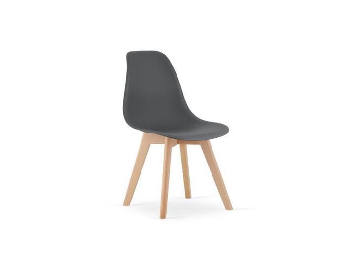 Chaise Valora KITO assise en polypropylène gris foncé et pieds en hêtre naturel