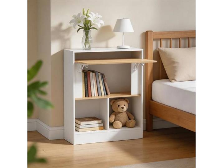 MIPAN. Bureau Pliable Avec Rangement Meuble De Rangement Multifonction À Double Usage 70 X 25 X 85 CM Blanc