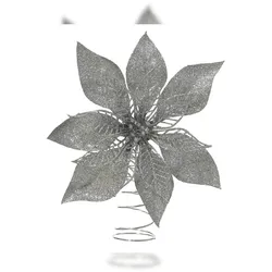 Christmas Decorations Christbaumspitze Weihnachtsstern 22cm Kunststoff Weihnachtsbaumspitze Dekoblume Christbaumschmuck Weihnachtsbaumschmuck Baumspitze Silber