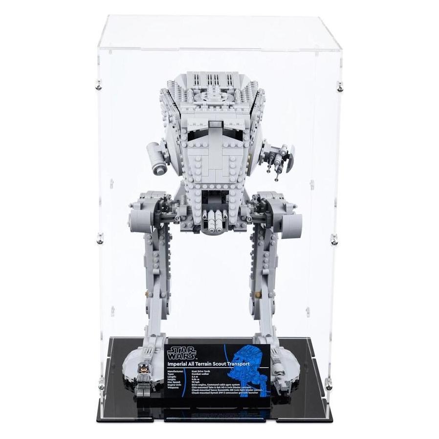 iDisplayit Acryl-Display für LEGO 75417 Star Wars - AT-ST Kampfläufer (Mit schwarzem Boden) (EC262643N-BLK)