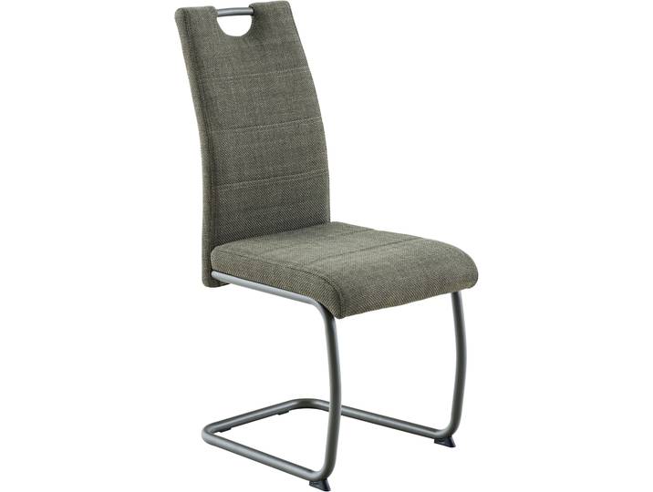 Freischwinger HELA FLORENZ , grau (grün, grün, grün), B:43cm H:97,5cm T:61cm, Metall, Polyester, Stoff, Stühle, Freischwinger, Rundrohrgestell Matching Colour, gepolstert, mit Griff