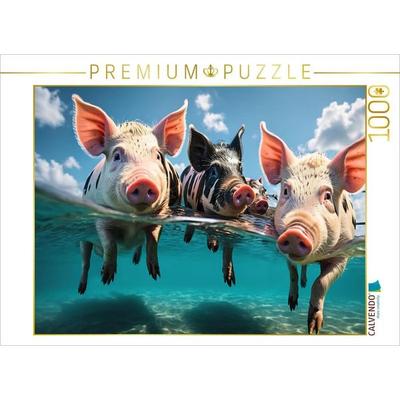CALVENDO Puzzle Schwimmschweine vergnügen sich in den Wellen | 1000 Teile Lege-Größe 64x48cm Foto-Puzzle für glückliche Stunden, Sonstige von ,