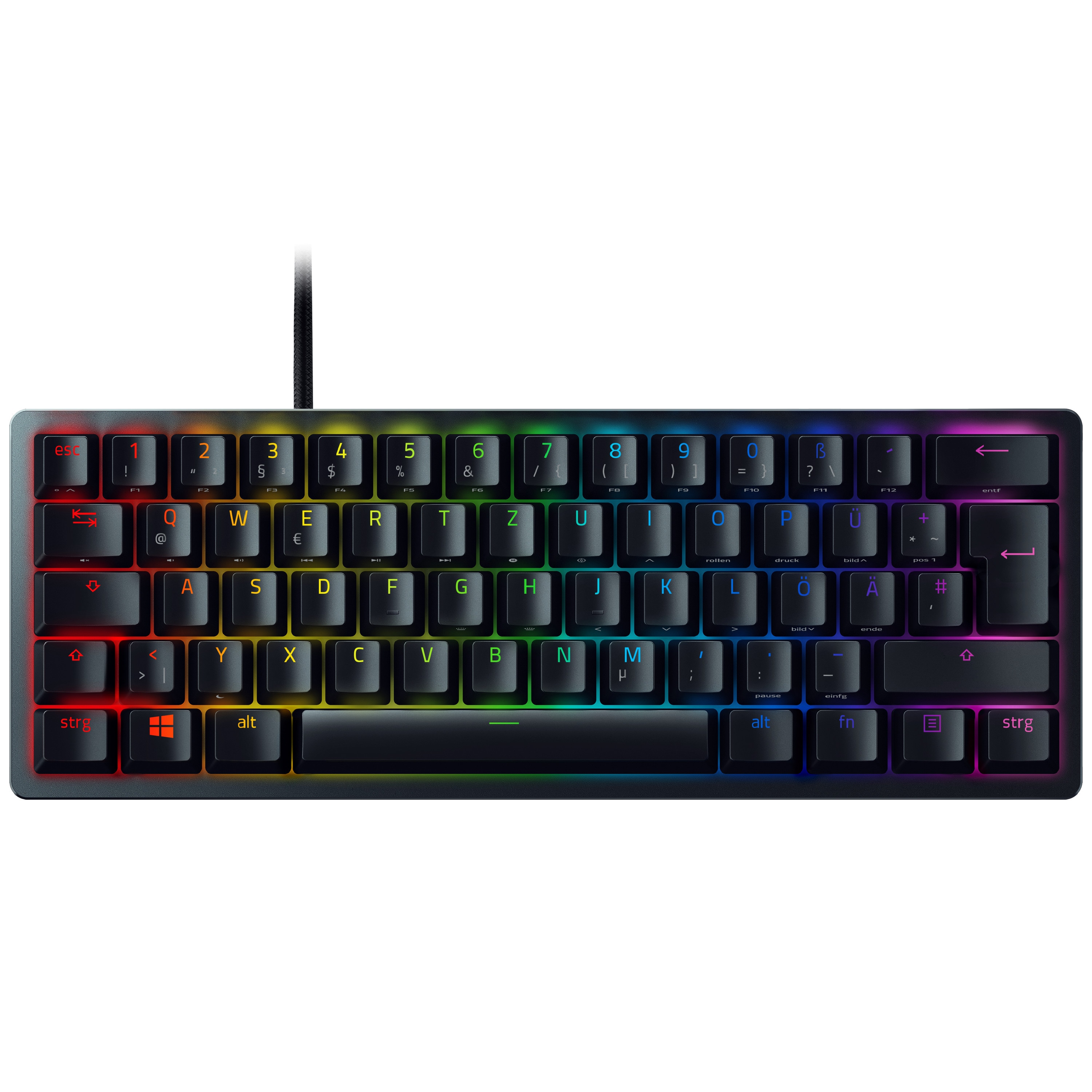 Razer Huntsman Mini Schwarz 60% Gaming-Tastatur, Optische Red-Switches (Linear/Leise), USB-C, 1000 Hz Abtastrate RZ03-03391900-R3G1