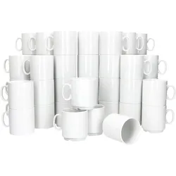 48er Set EVENT stapelbare Kaffeebecher weiß Porzellan 250 ml
