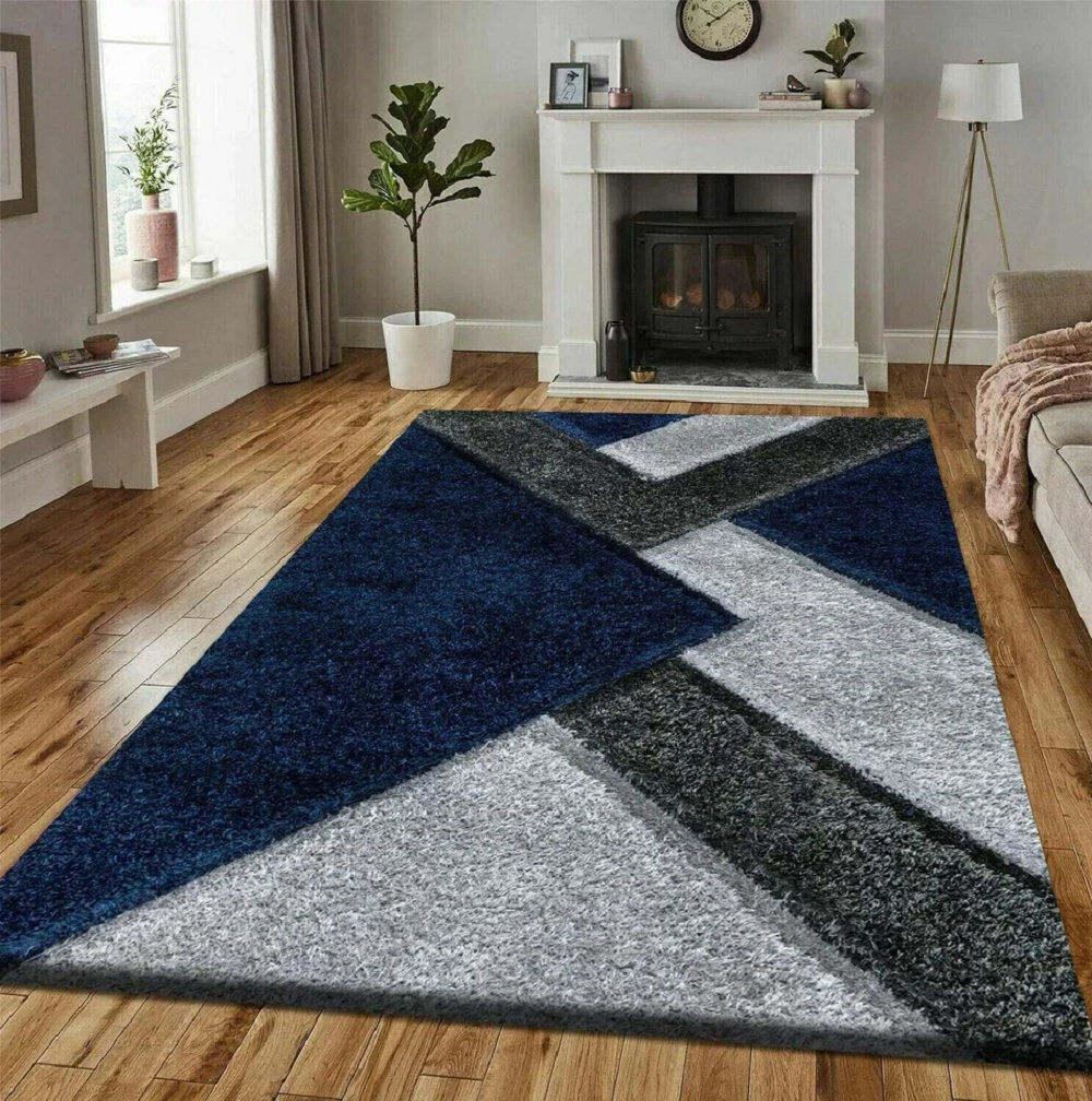 Metro Rectangle Geometric Indoor / Outdoor Area Rug Blue Rectangle 80 x 150 cm