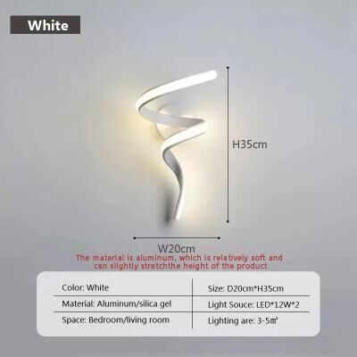 Uplifted Finds LED Wall Lamp Nordic Spiral Sconce Light For Indoor Hallway Bedroom Bedside Or Stair Lighting Decor warm White white