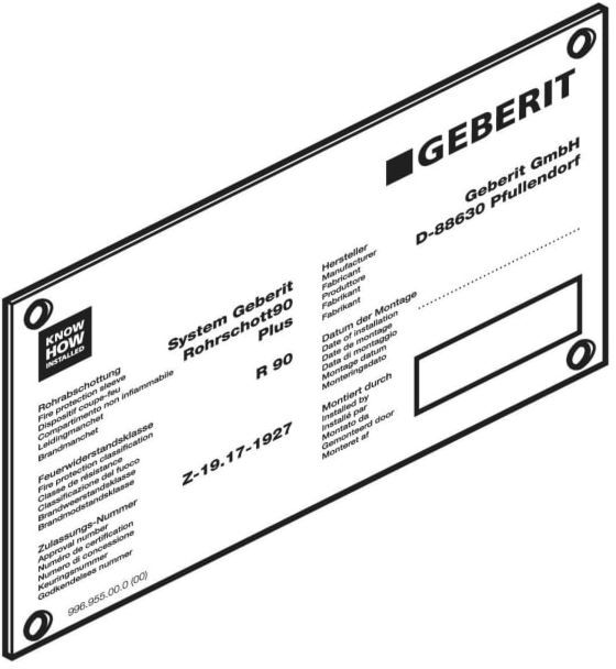 Geberit Hinweisschild zu Schachtschott 242488001 Quattro