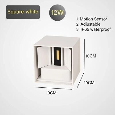 Inspire Curations TRAZOS 12W PIR Motion Sensor LED Wall Light IP65 Waterproof Indoor & Outdoor Sconce white 12w