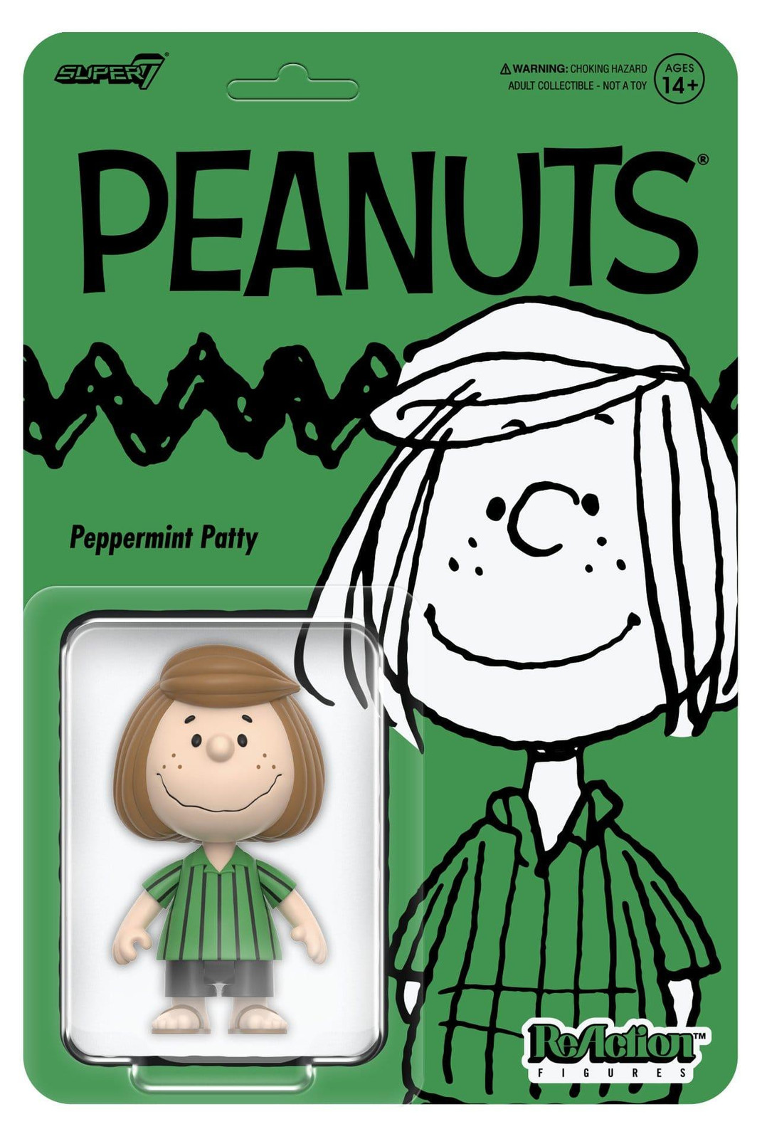 Super7 Peanuts ReAction Peppermint Patty actiefiguur, serie 09, 9,5 cm