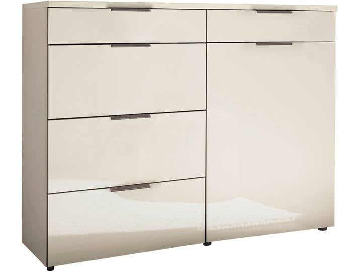 Kombikommode, Champagner, 140x91,2 cm, Floatglas & Holzwerkstoff, 5 Schubladen, Modern, Wiemann