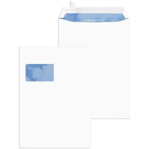 Mailmedia Versandtaschen Nautilus, weiß, C4, mit Fenster, haftklebend, aus Papier, 250 Stück