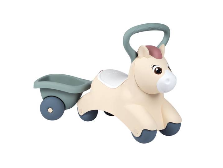 Little Smoby - Cheval à chevaucher - Premiers âges - Poignées ergonomiques et remorque - Dès 12 mois - Fabriqué en France