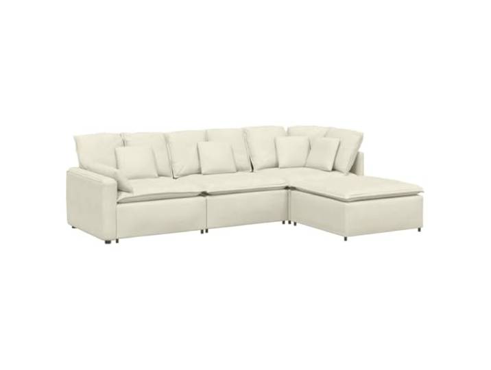 Makastle Modulares Ecksofa mit Fußhocker Samt Creme 312x205