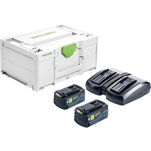 Festool Werkzeugakku Energie-Set SYS 18V 2xHP5,0/TCL6DUO, 18V / 5,0Ah, 2 Akkus, Ladegerät und Koffer