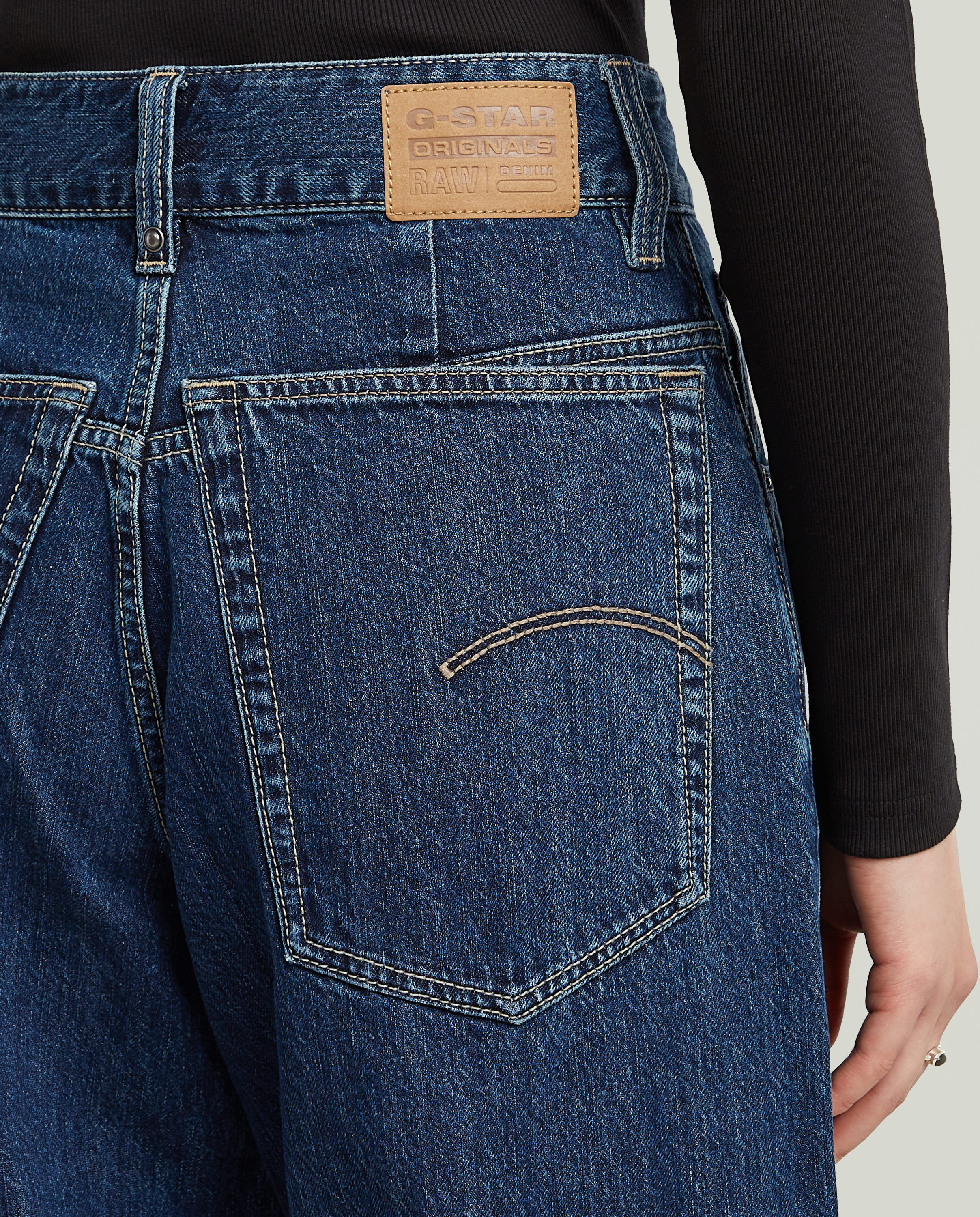Weite Jeans G-STAR "Skater High Loose Wmn", Damen, Gr. 27, Länge 30, blau (worn in sentry blau), Denim/Jeans, Obermaterial: 100% Baumwolle, loose fit lang, Jeans Weite Jeans, mit hohem Bund worn in sentry blau 27, Länge 30