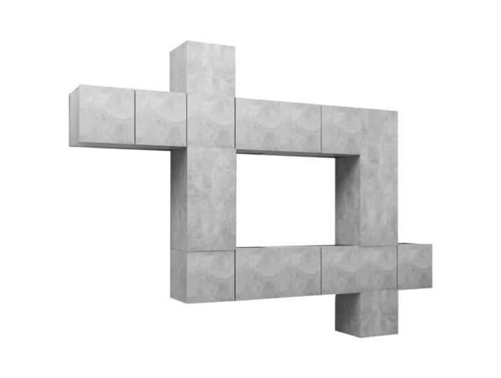 GHVBNMF 10-TLG TV Schrank Set Betongrau Holzwerkstoff Wandmontage Modulares 10er Set für flexible Wandgestaltung in Wohnzimmer und Schlafzimmer mit reichlich Staufächern für Medien.