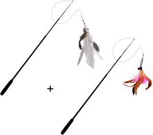 Inspire Curations SkyChase Telescopic Feather Wand Cat Toy 1.8M Carbon Fiber Teaser Rod white And Pink