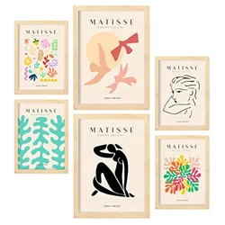 POSTER Set Mit 6 Henri Matisse Freiheit Drucke Des Fauvismus Und Der Abstrakten Kunst Für Innenarchitektur A3 & A4 Rahmen Aus Hellem Holz