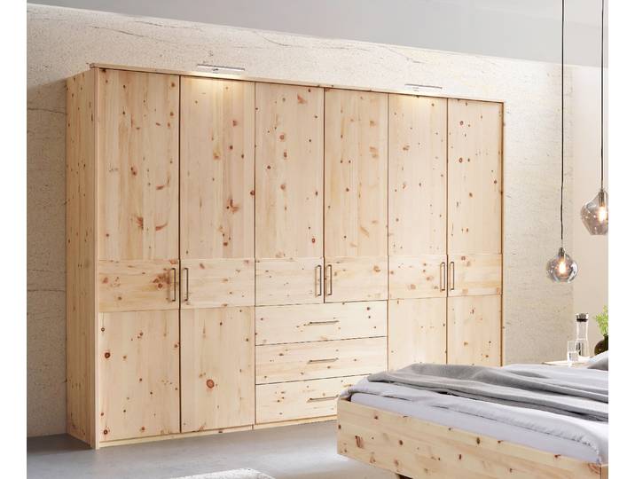 Lugano Kleiderschrank mit Schubkästen aus massiver Zirbe – 3%-Vorkasse-Rabatt