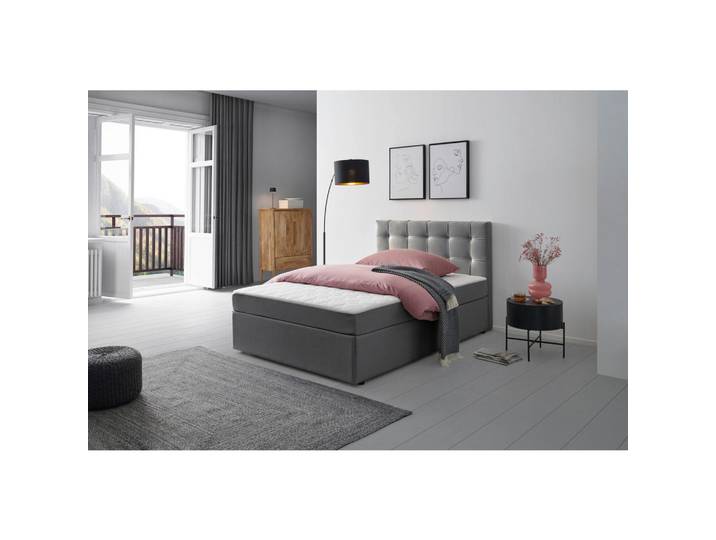 P & B Boxbett, Graphit, Holz, Tanne, H3, 7-Zonen, Höhe ca. 20 cm, 120x200 cm, Schlafzimmer, Betten, Boxspringbetten