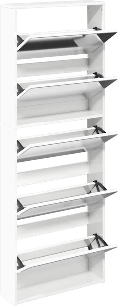 vidaXL Armoire chaussures miroir 5niveaux blanc brillant 63x17x169,5cm